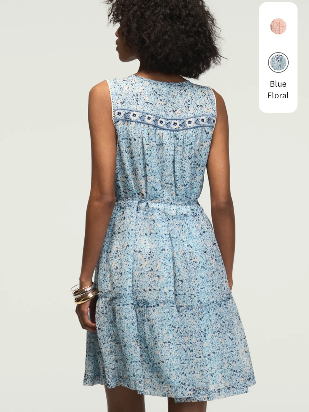 Printed Embroidered Yoke Mini Dress - Picture 3 of 7